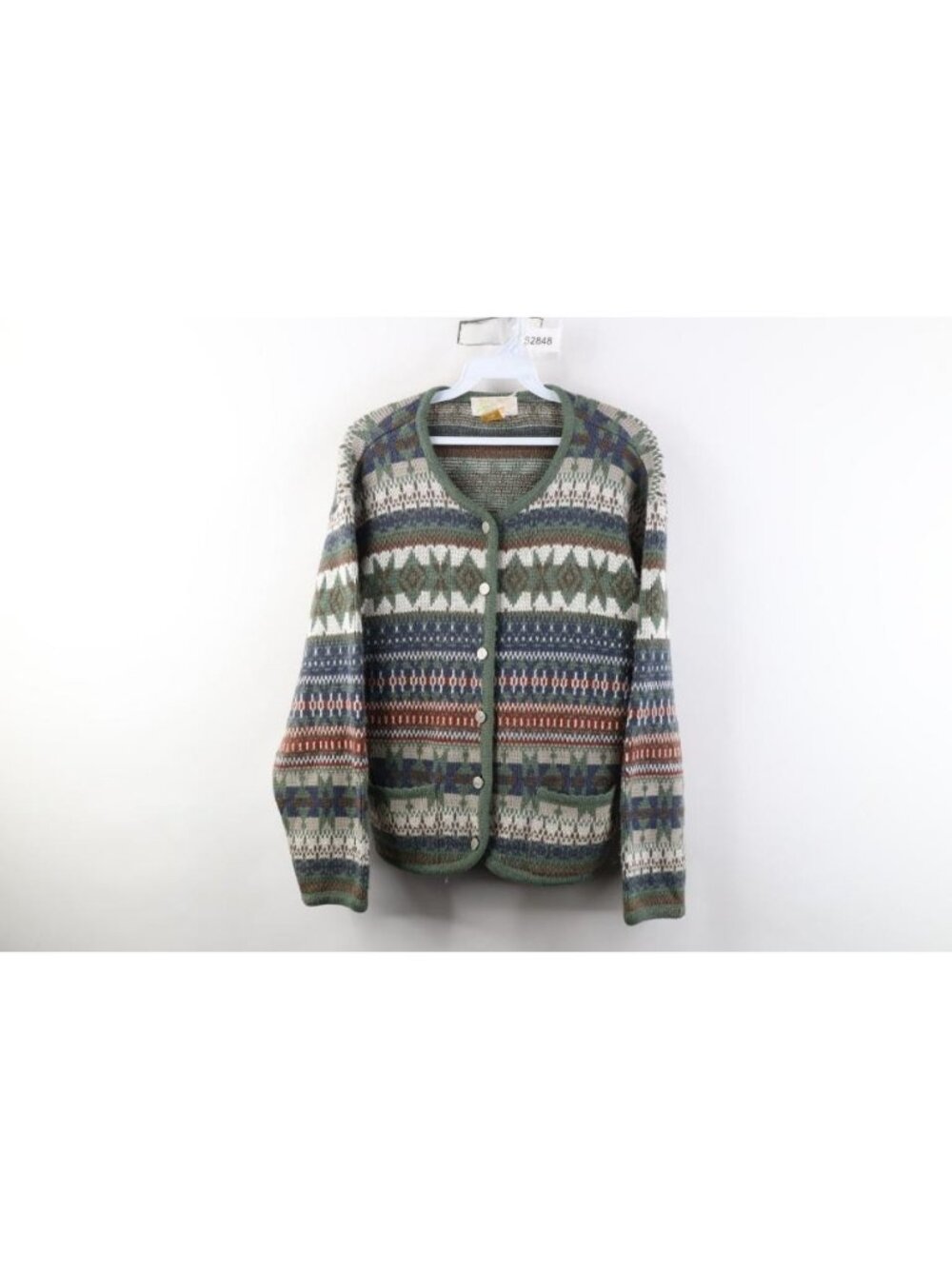 Vintage 90s Streetwear Womens Petite Medium Fair Isle Knit Cardigan Sweater